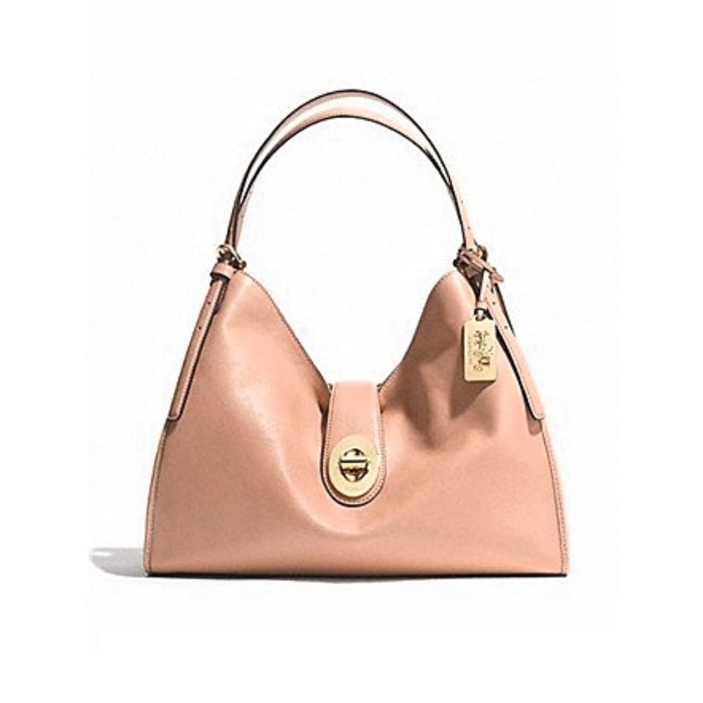 Coach Madison Carlyle Leather Y2K Shoulder Hobo Bag Rose Petal Gold
